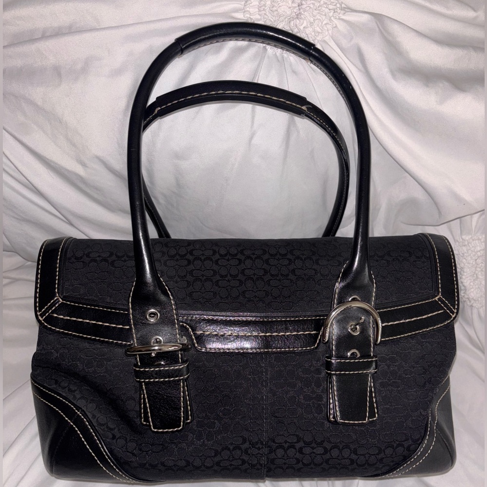 Y2k Coach Soho Signature Canvas Black Shoulder Bag - Gem
